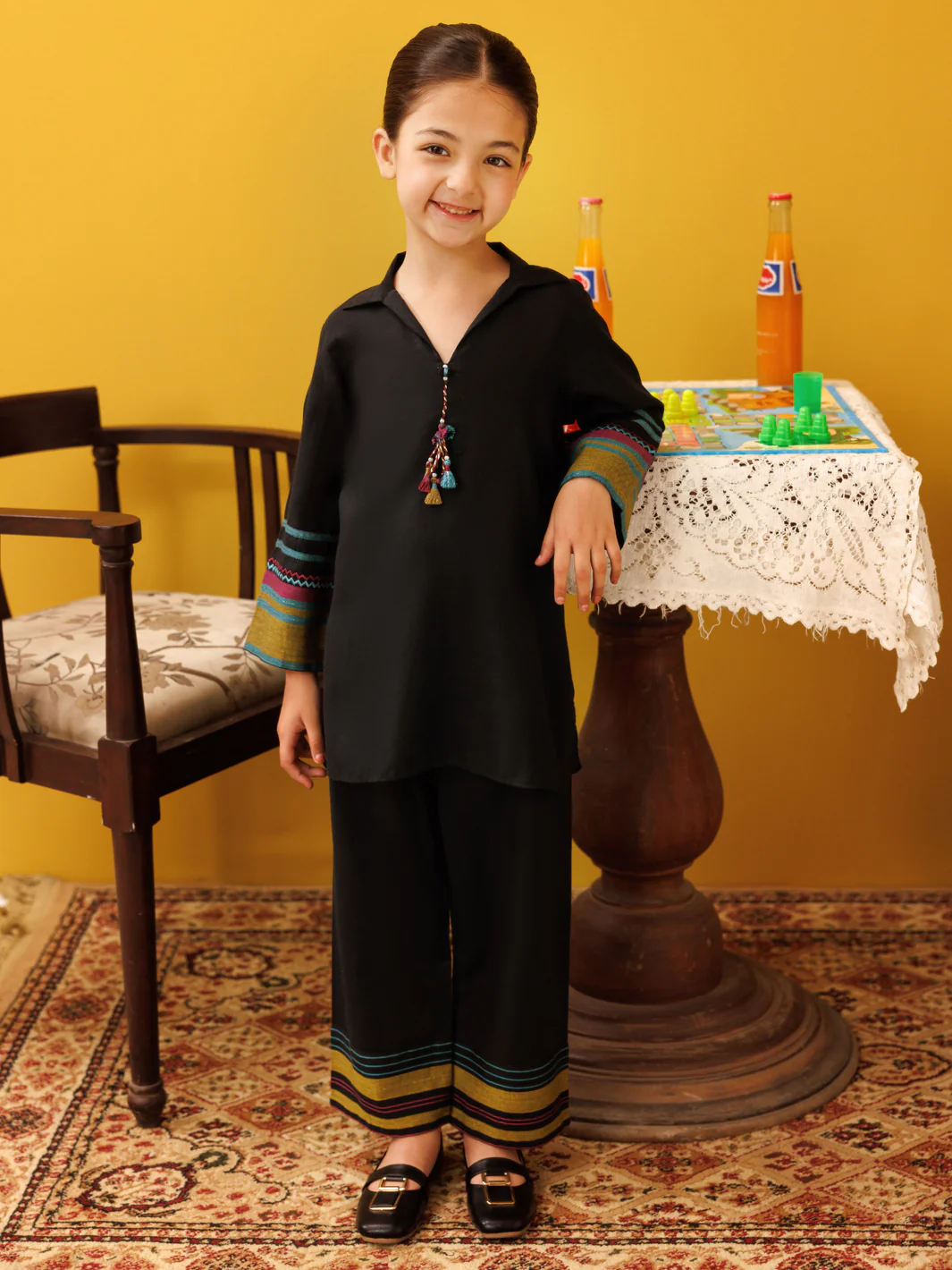 Black Yarn Dyed 2 Piece Stitched - ALGR-2PS-LKS-1017