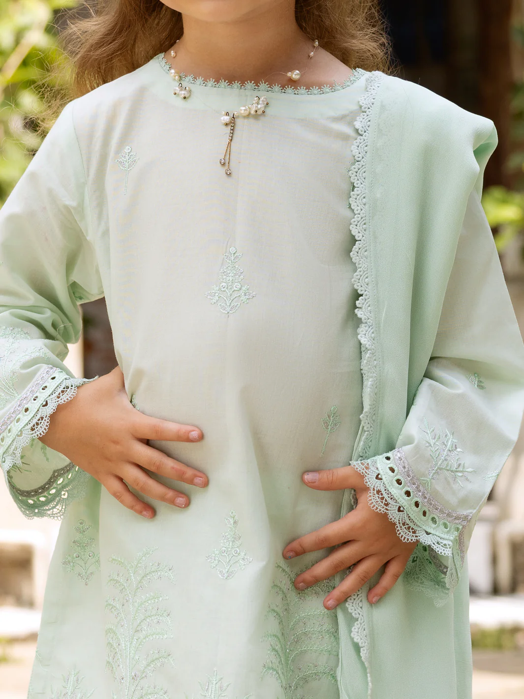 Pistachio Green Lawn 3 Piece Stitched - ALGR-3PS-LS-019 - Image 2
