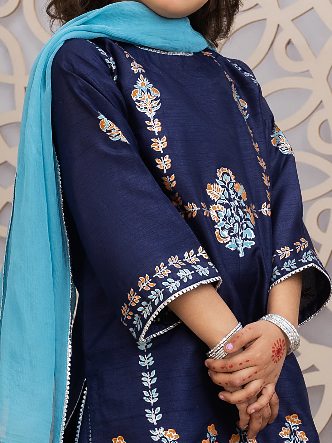Blue Raw Silk 3 Piece Stitched - ALGR-3PS-LS-020 - Image 3