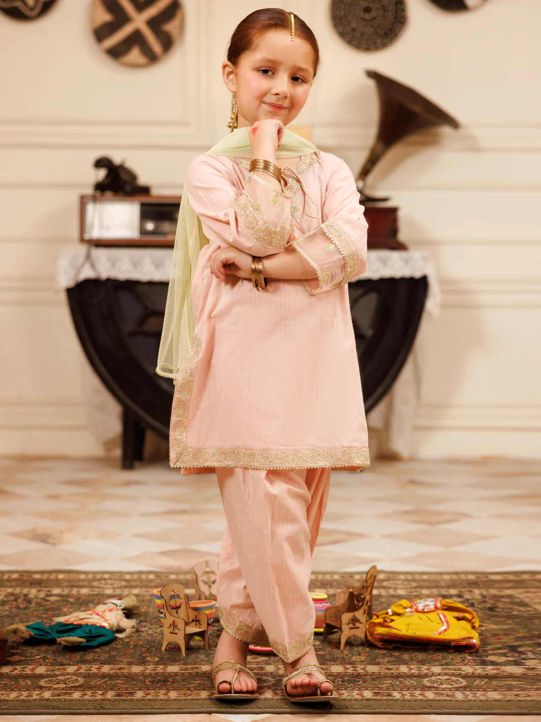 Light Pink Cotton Lurex Formal 3Pc Stitched - ALGR-3PS-LS-024 - Image 5