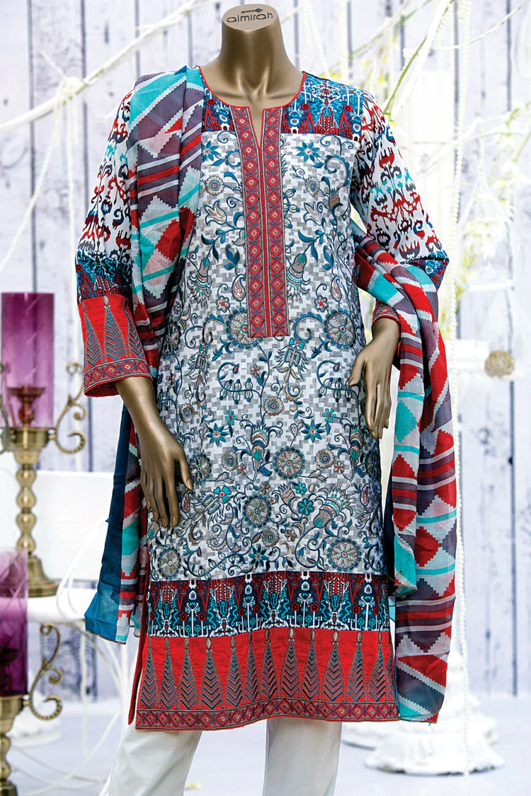 Grey 3 Piece Unstitched - ALP-181
