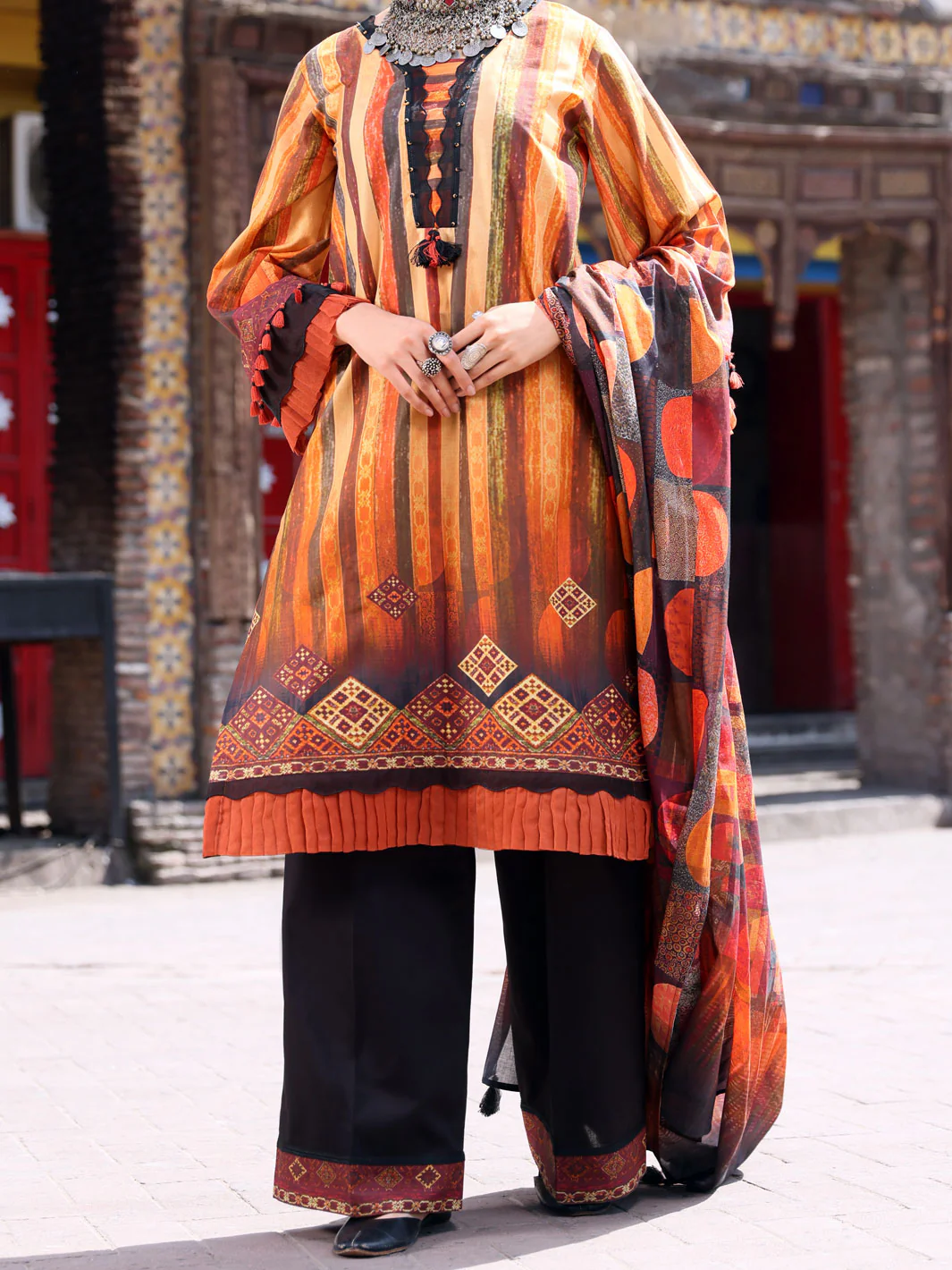 Rust Lawn 2 Piece Unstitched - ALP-2PS-1103