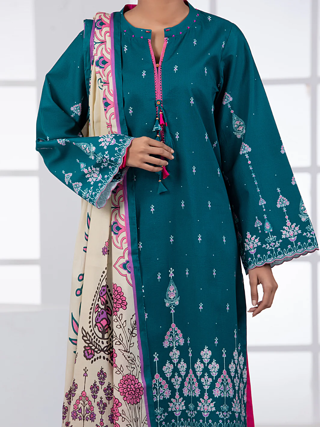 Teal Lawn 2 Piece Unstitched - ALP-2PS-1447A - Image 4