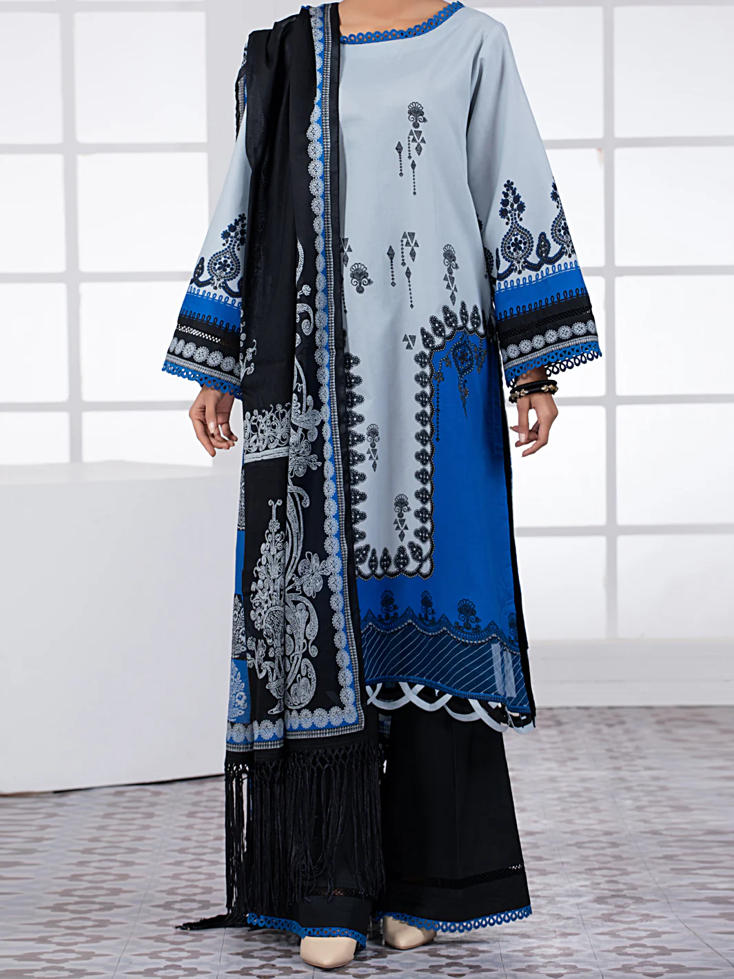 Ice Blue Lawn 2 Piece Unstitched - ALP-2PS-1448B