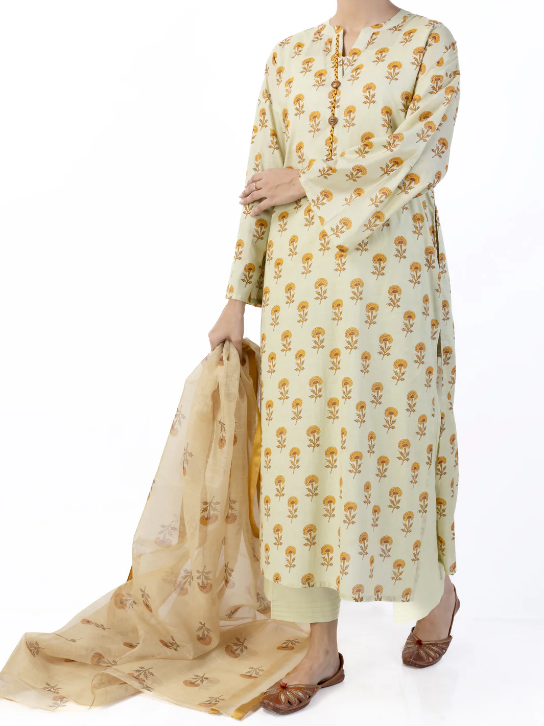 Cream Lawn 2Pc Unstitched - ALP-2PS-1747 - Image 3