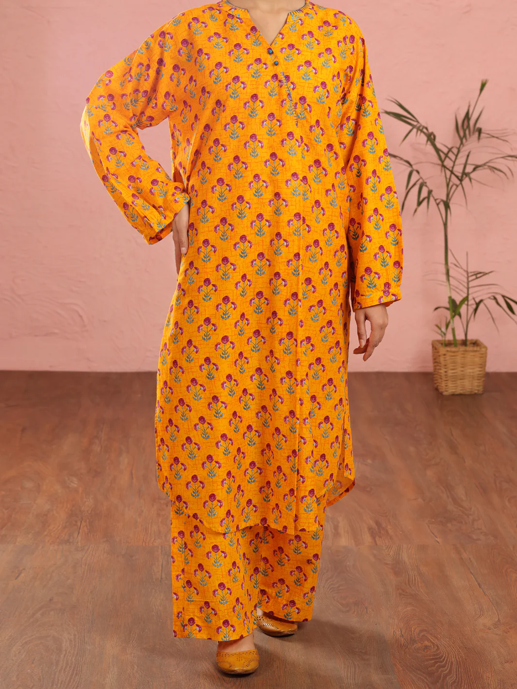Yellow Cambric 2Pc Unstitched - ALP-2PS-1969