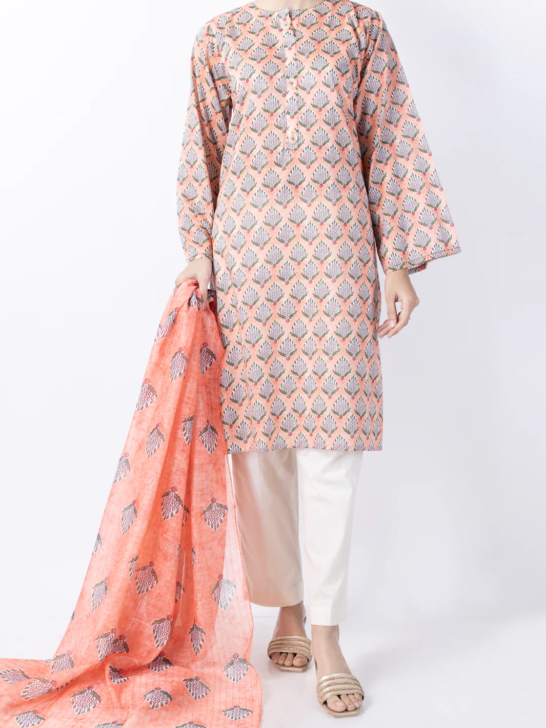 Peach Lawn 2Pc Stitched - ALP-2PS-LKD-1745
