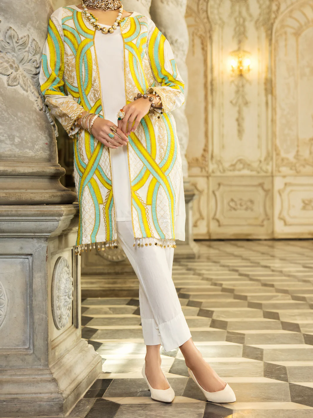 White Raw Silk 2 Piece Stitched - ALP-2PS-LKS-1277