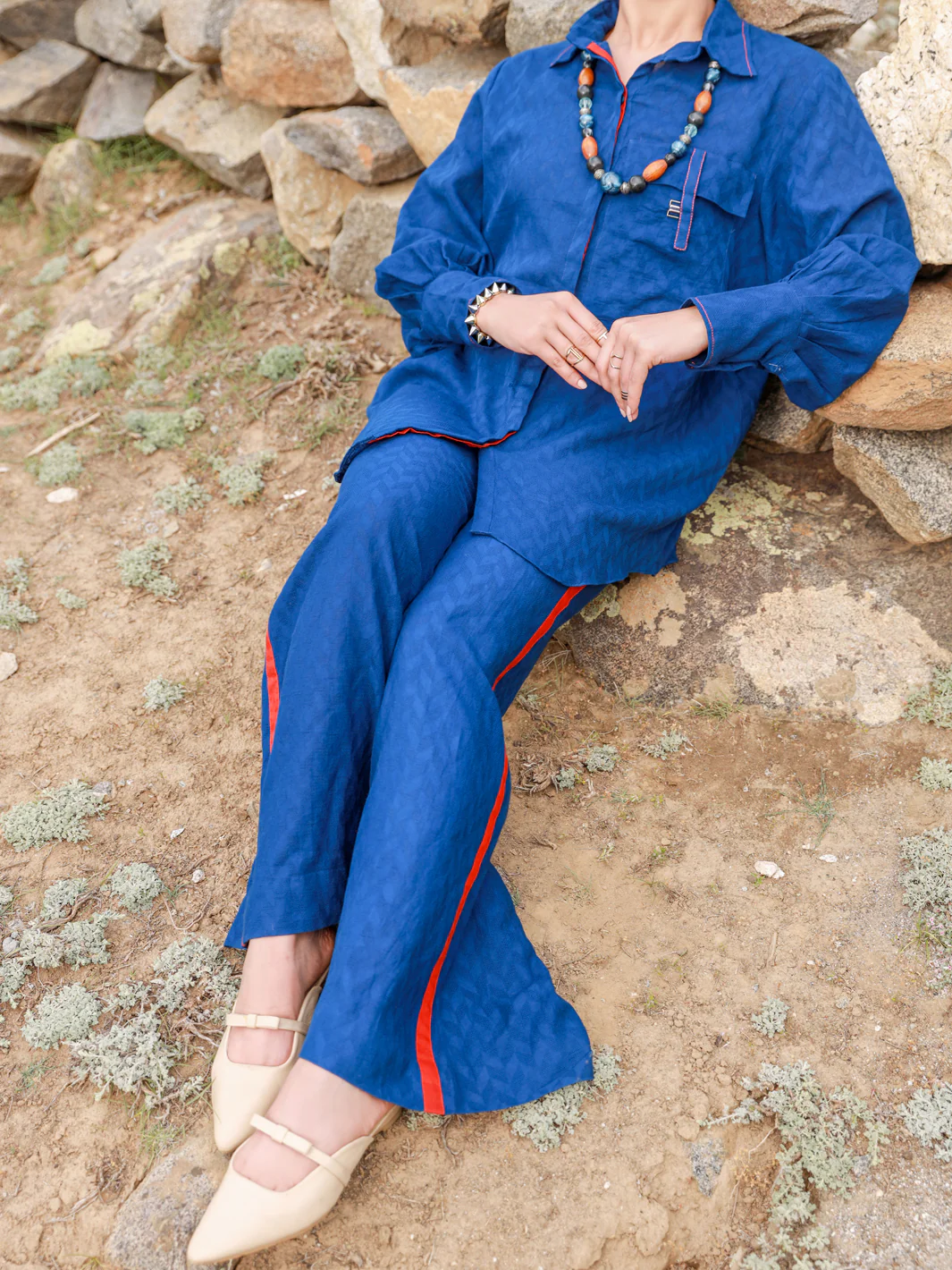 Navy Blue Dobby 2 Piece Stitched - ALP-2PS-LKS-1461 - Image 3