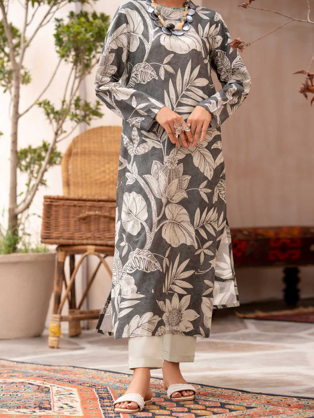 Grey Cambric 2 Piece Stitched - ALP-2PS-LKS-1704