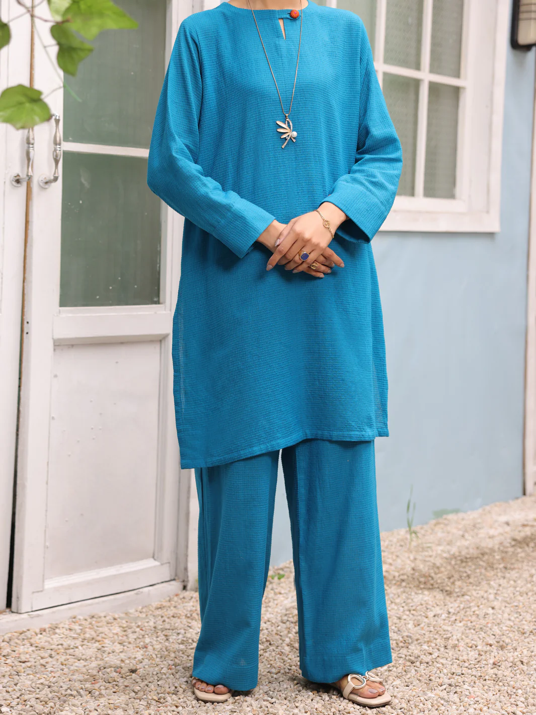 Blue Dobby Jacquard 2 Piece Stitched - ALP-2PS-LKS-1773