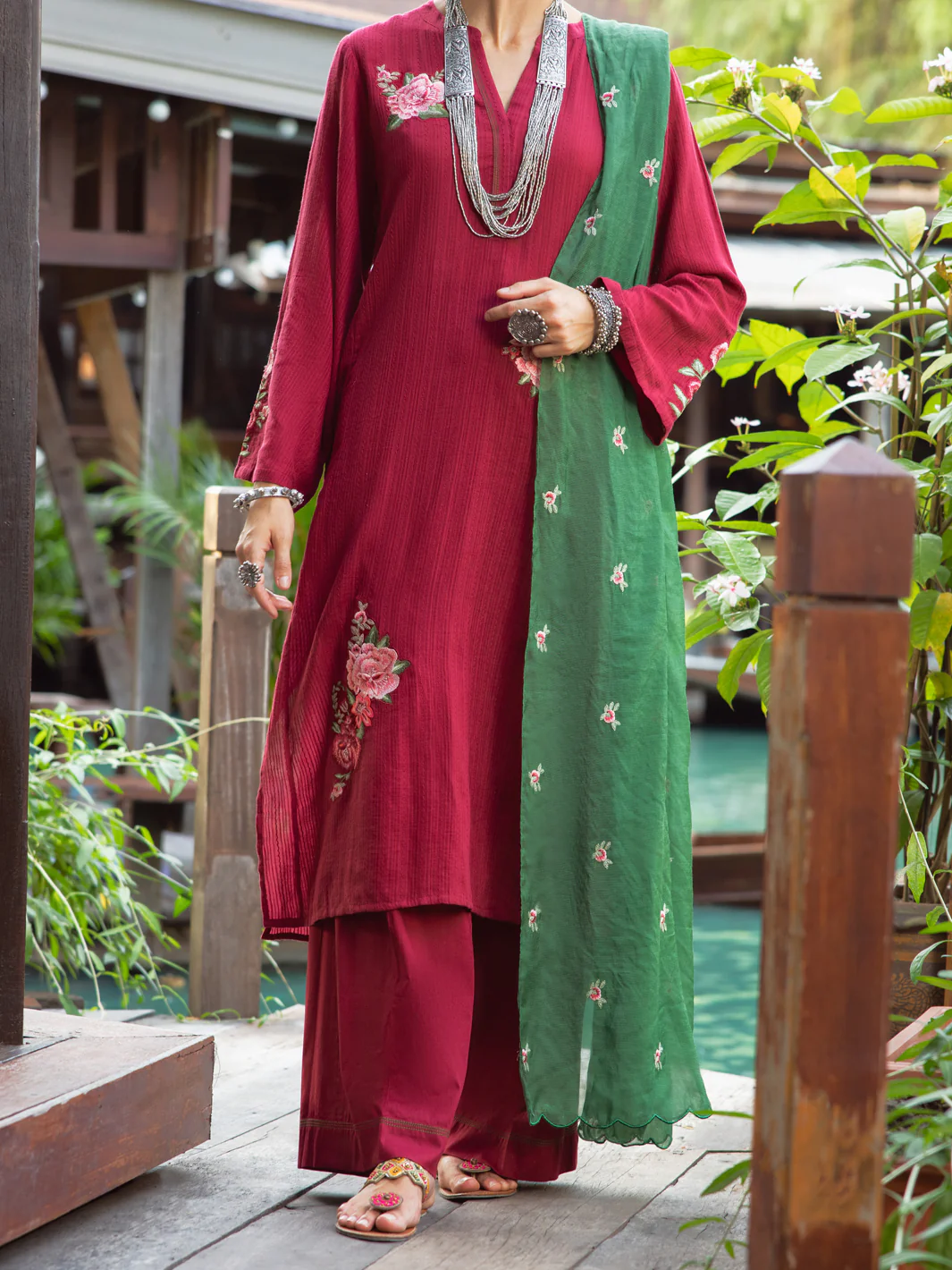 Maroon Dobby 2 Piece Stitched - ALP-2PS-LKS-1831