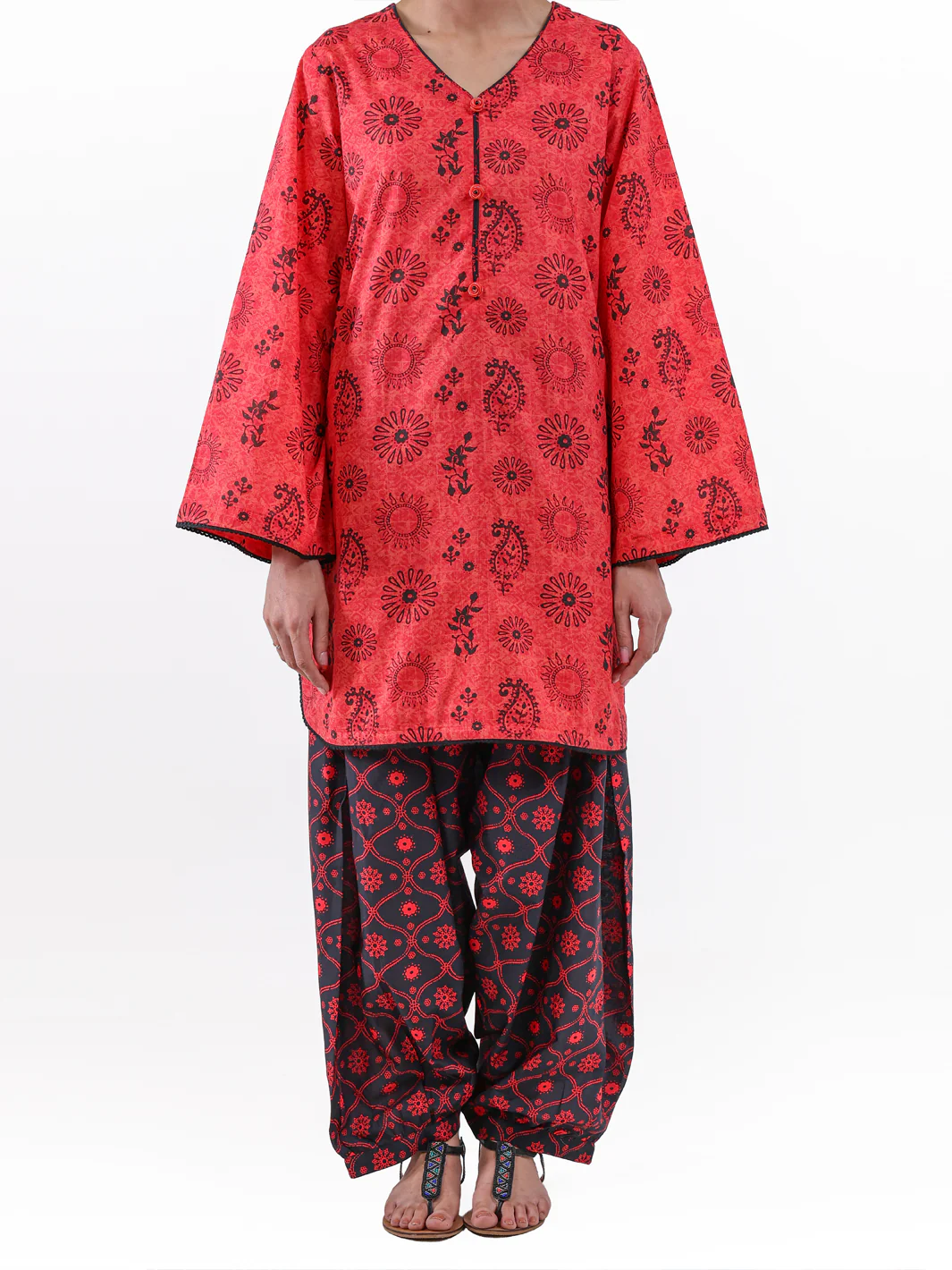 Red Lawn 2Pc Unstitched - ALP-2PS-LKS-2498