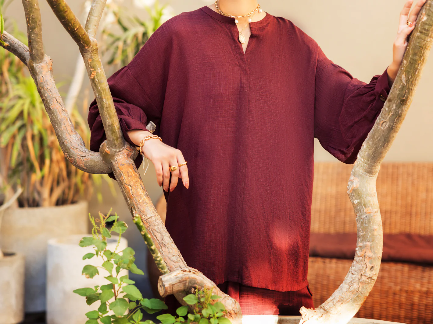 Brown Crosshatch Stitched 2PC - ALP-2PS-LKS-2790 - Image 5