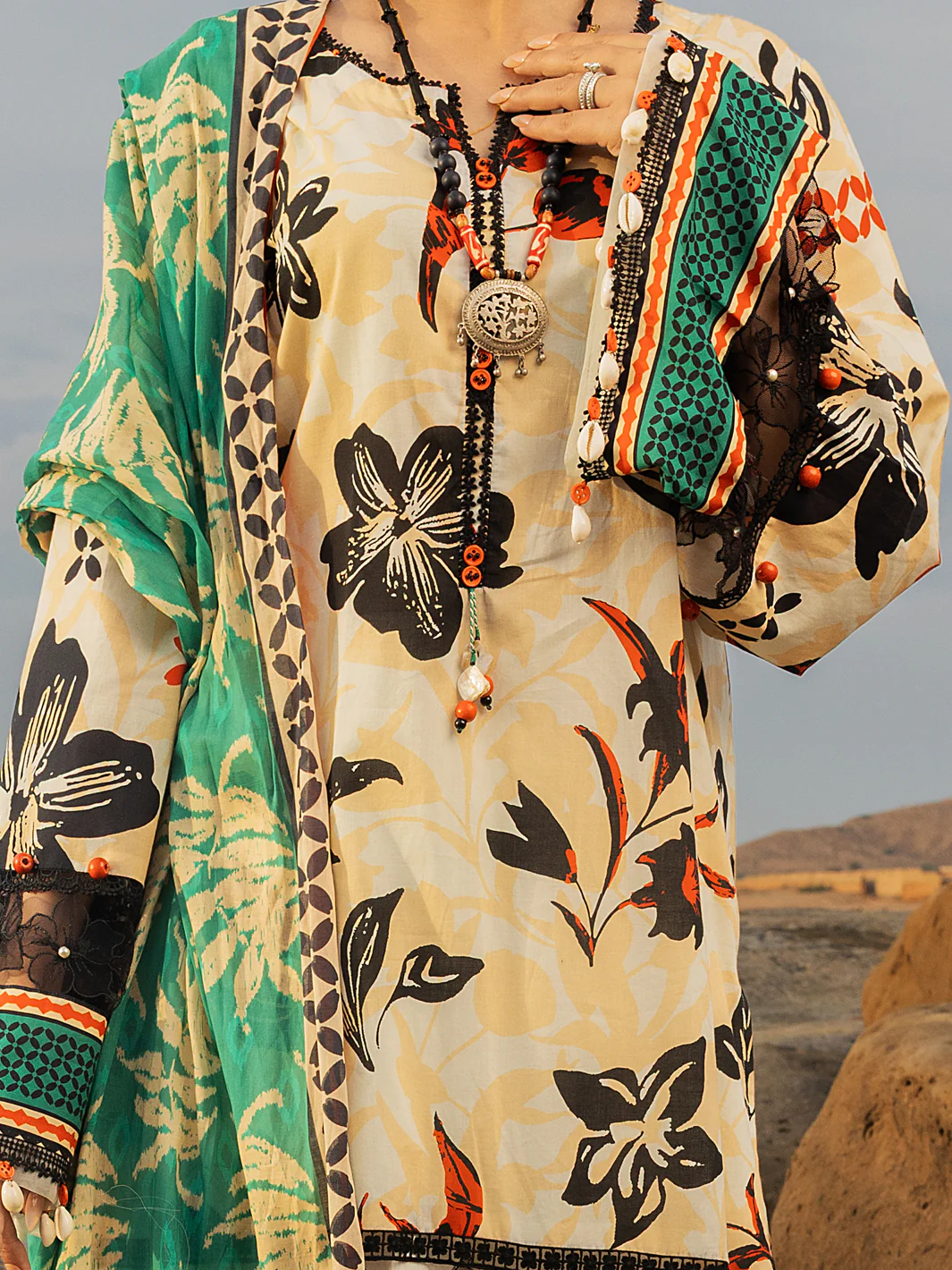 Beige Lawn 2 Piece Unstitched - ALP-2PS-SLKD-UN-2254 - Image 4