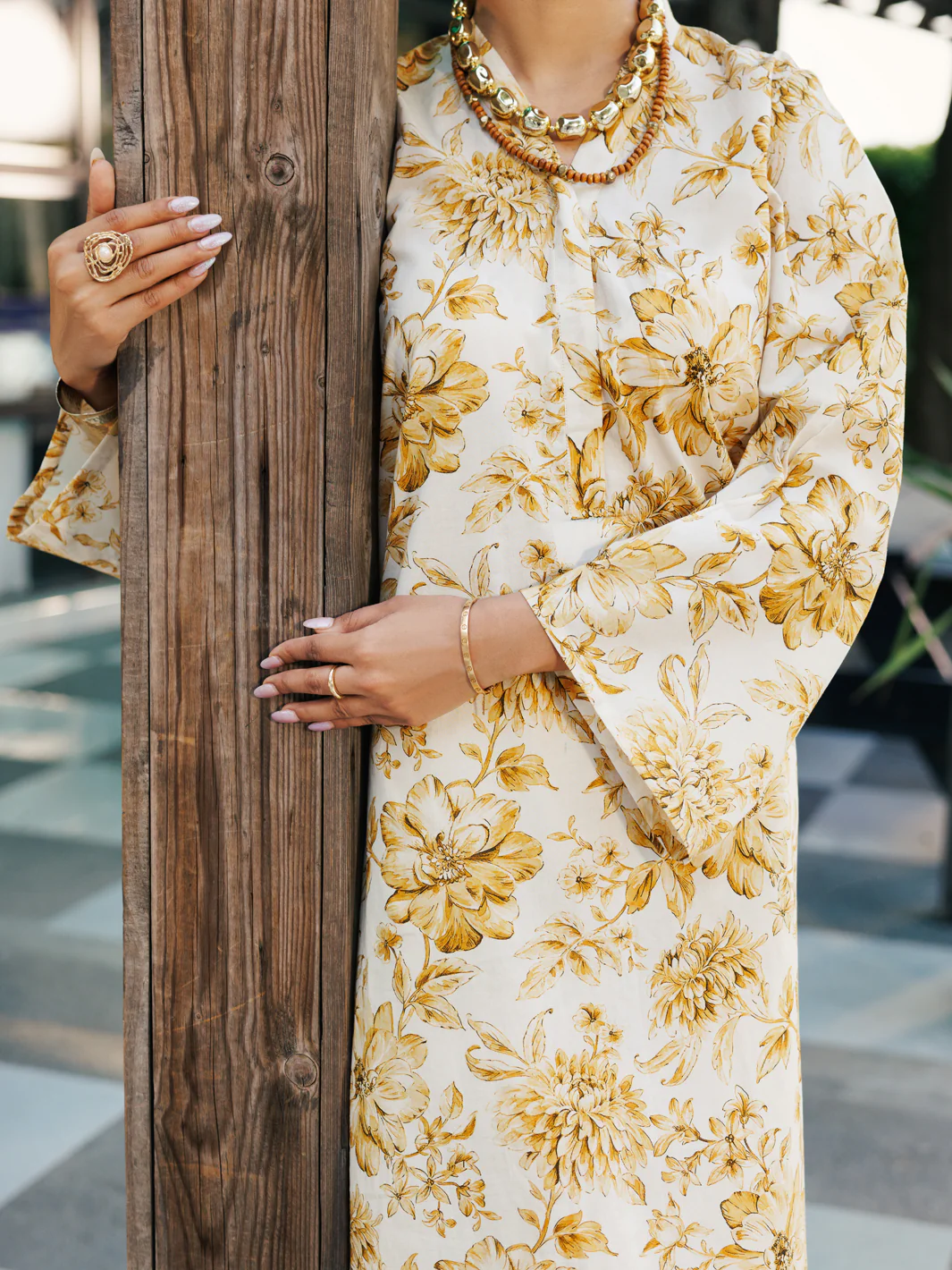 Beige Lawn Co-ord Set - ALP-2PS-SLKS-2239 - Image 2