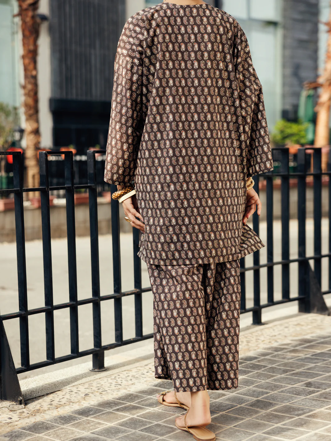 Brown Lawn Co-ord Set - ALP-2PS-SLKS-2250 - Image 3