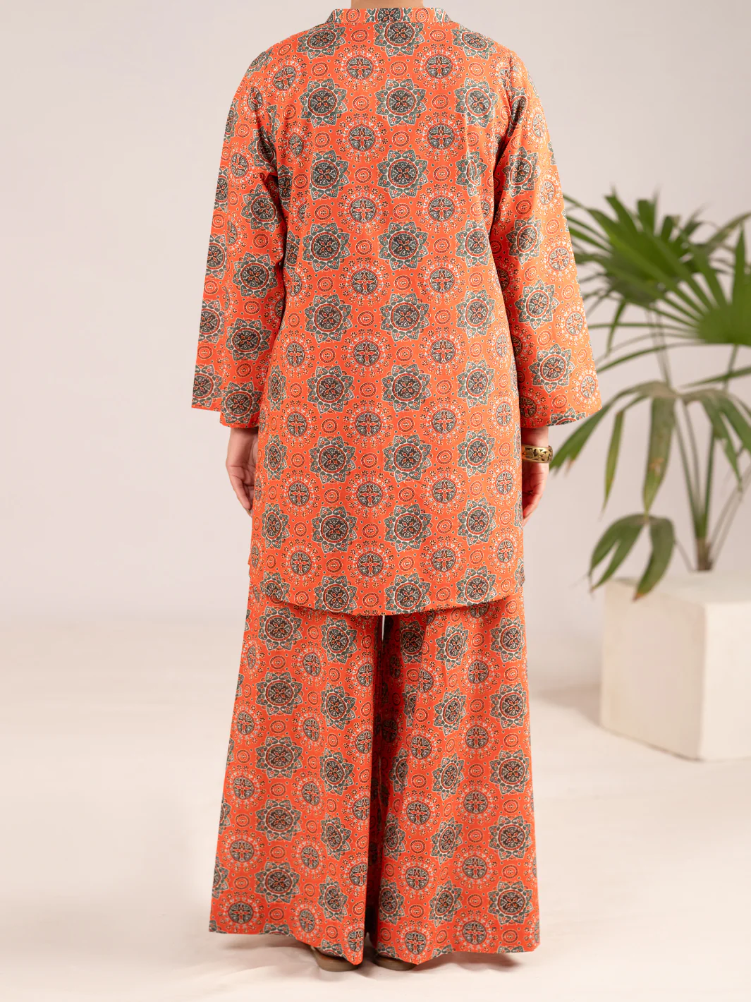 Orange Lawn Co-Ord Set - ALP-2PS-SLKS-2551 - Image 3