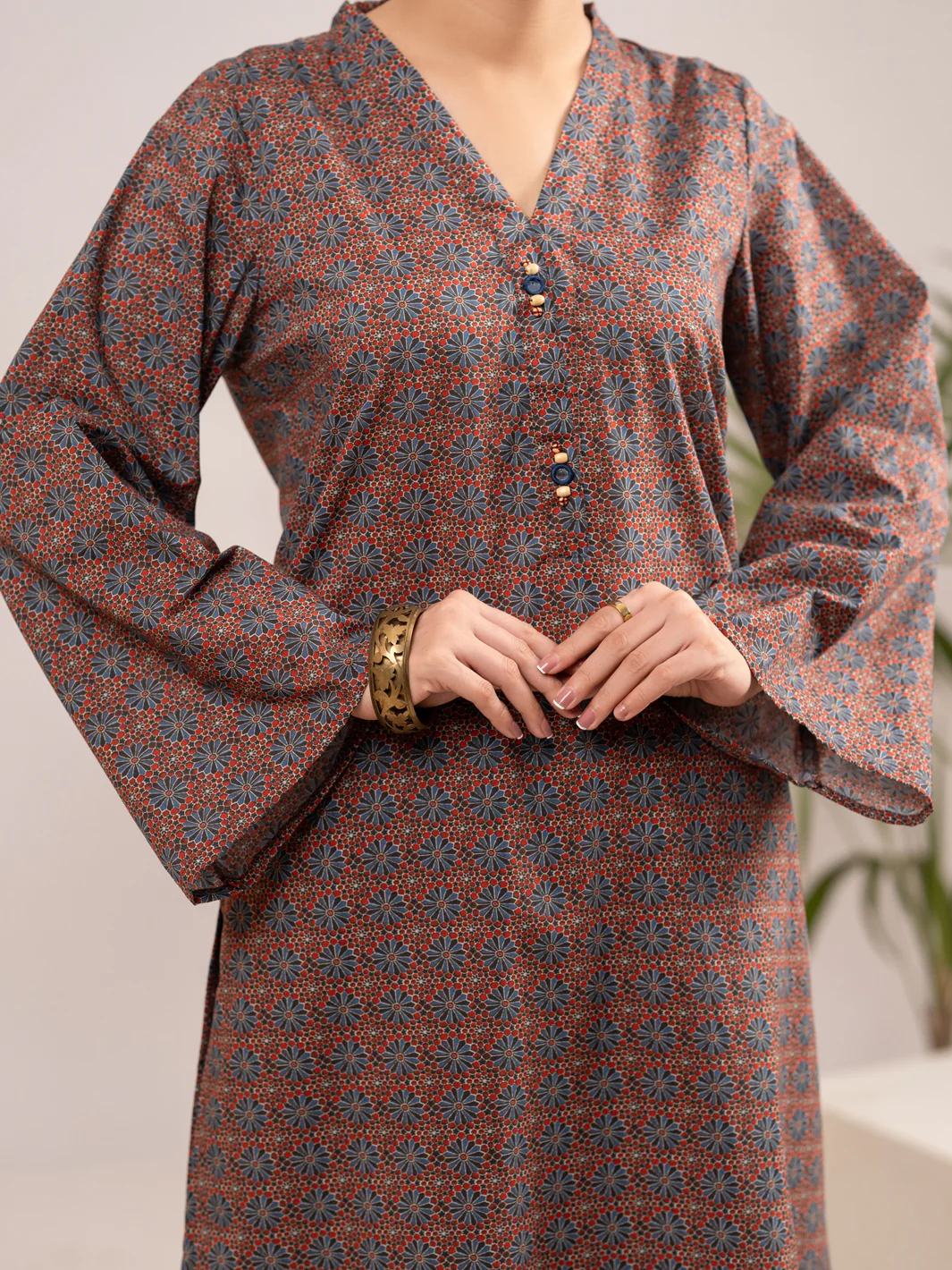 Multicolor Cambric Co-Ord Set - ALP-2PS-SLKS-2552 - Image 2