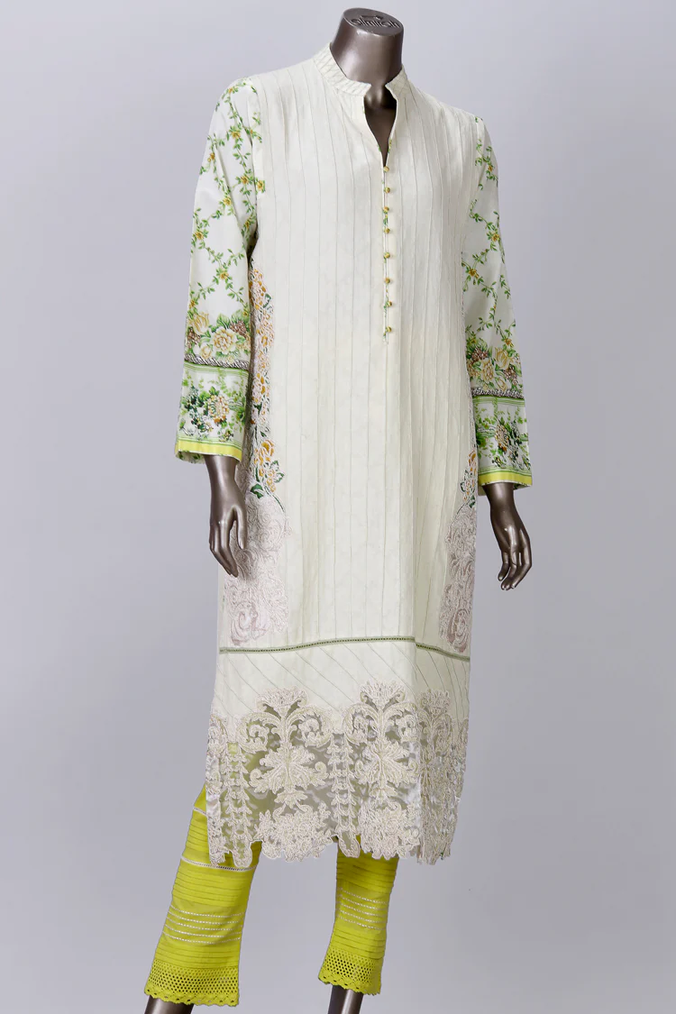 Off White Jacquard 3 Piece Unstitched - ALP-306B