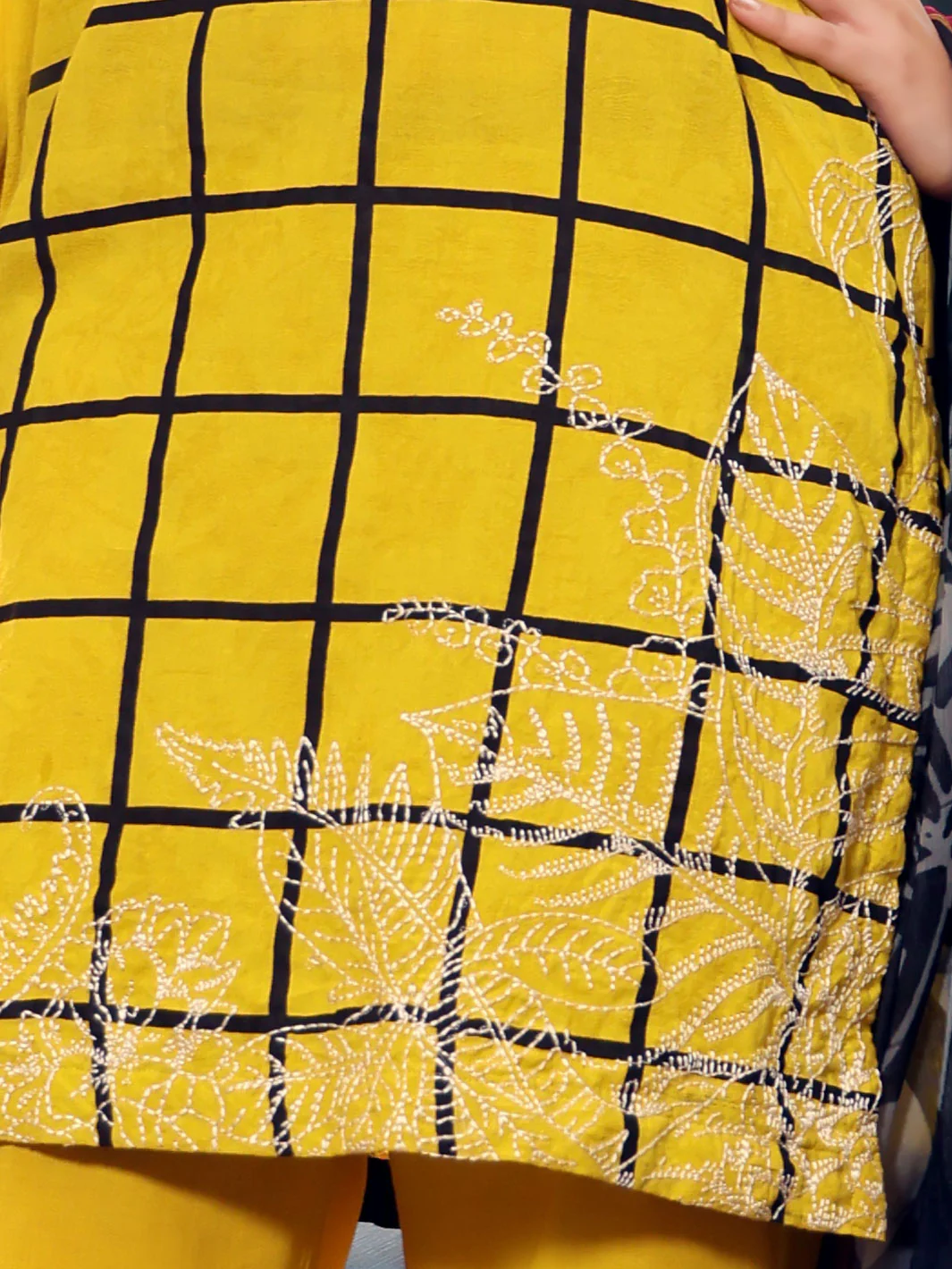 Yellow Jacquard 3 Piece Stitched - ALP-3PS-1035/S - Image 4