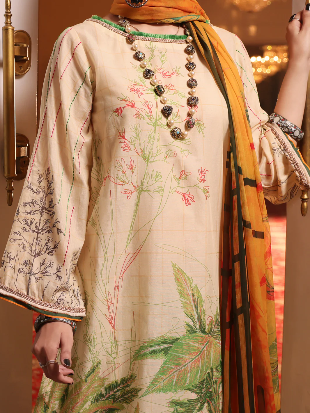 Cream Lawn 3 Piece Stitched - ALP-3PS-1036/S - Image 4