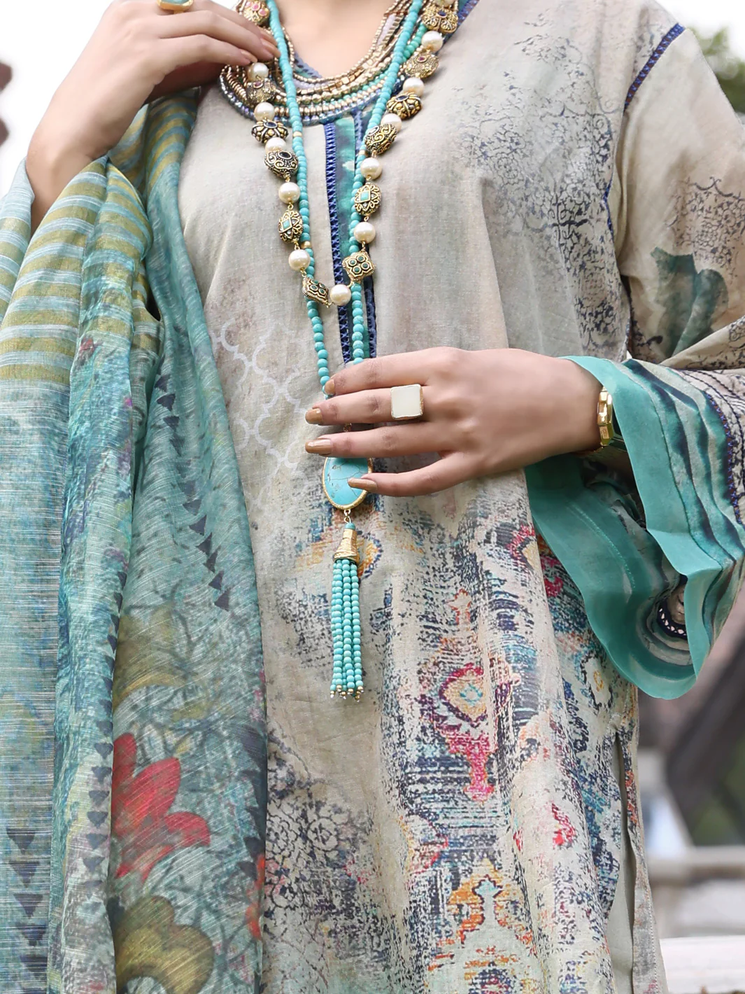 Teal Lawn 3 Piece Stitched - ALP-3PS-1044/S - Image 3