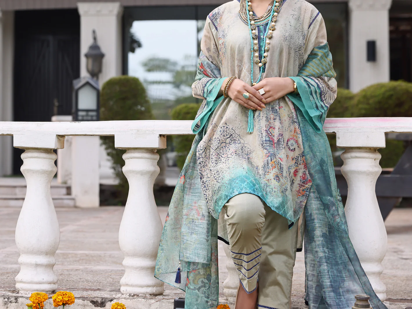 Teal Lawn 3 Piece Stitched - ALP-3PS-1044/S - Image 4