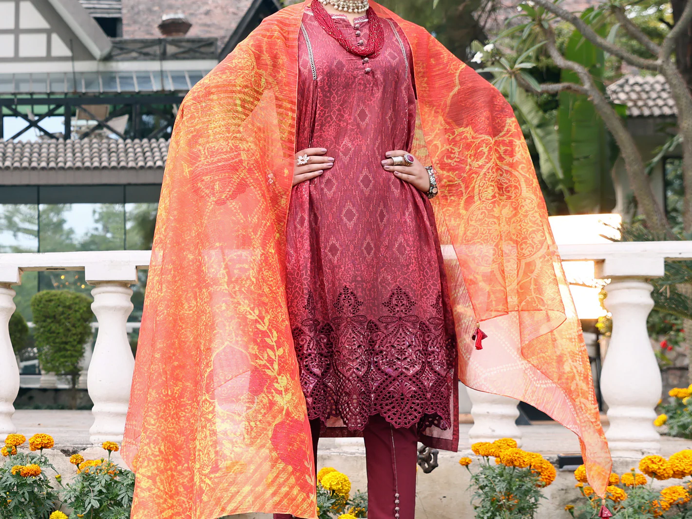 Maroon Lawn 3 Piece Stitched - ALP-3PS-1045/S - Image 4