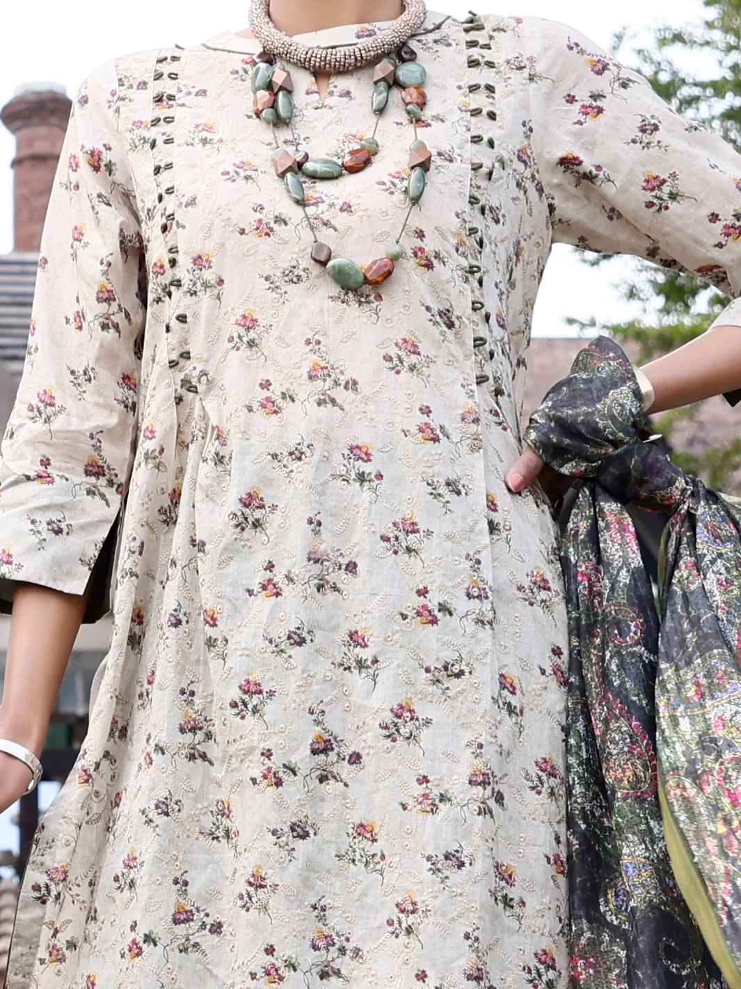 Beige Lawn 3 Piece Stitched - ALP-3PS-1046/S - Image 2