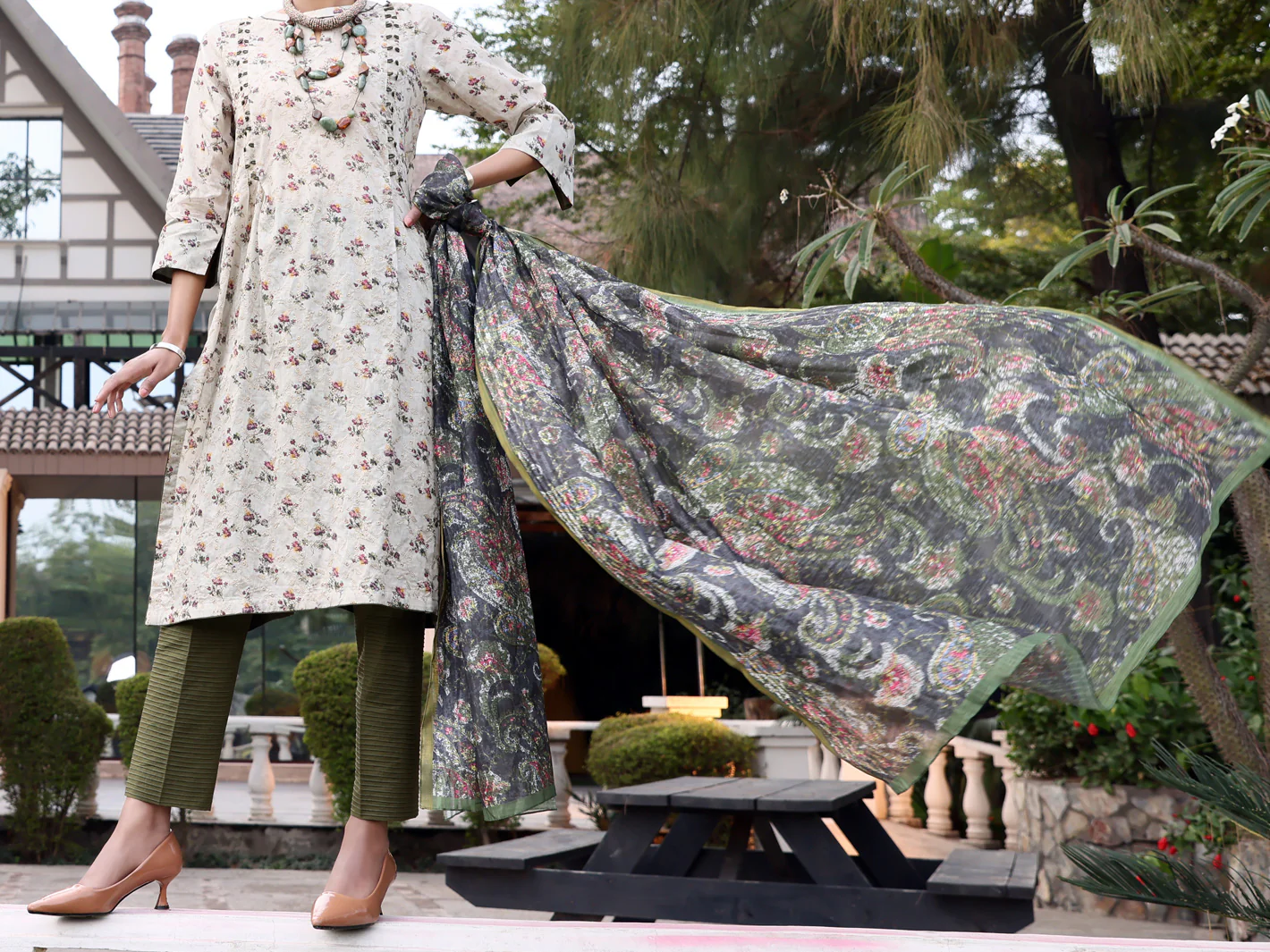 Beige Lawn 3 Piece Stitched - ALP-3PS-1046/S - Image 3