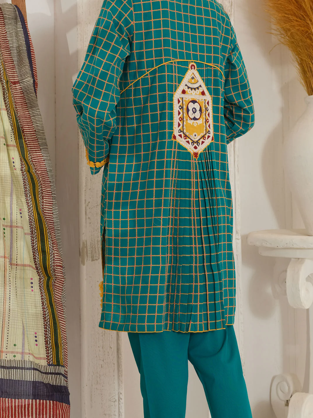 Green Yarn Dyed Jacquard 3 Piece Stitched - ALP-3PS-1050/S - Image 3