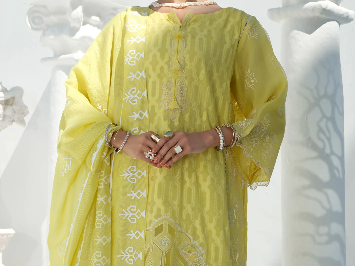 Lime Cotton Viscose + Jacquard 3 Piece Stitched - ALP-3PS-1058 - Image 3
