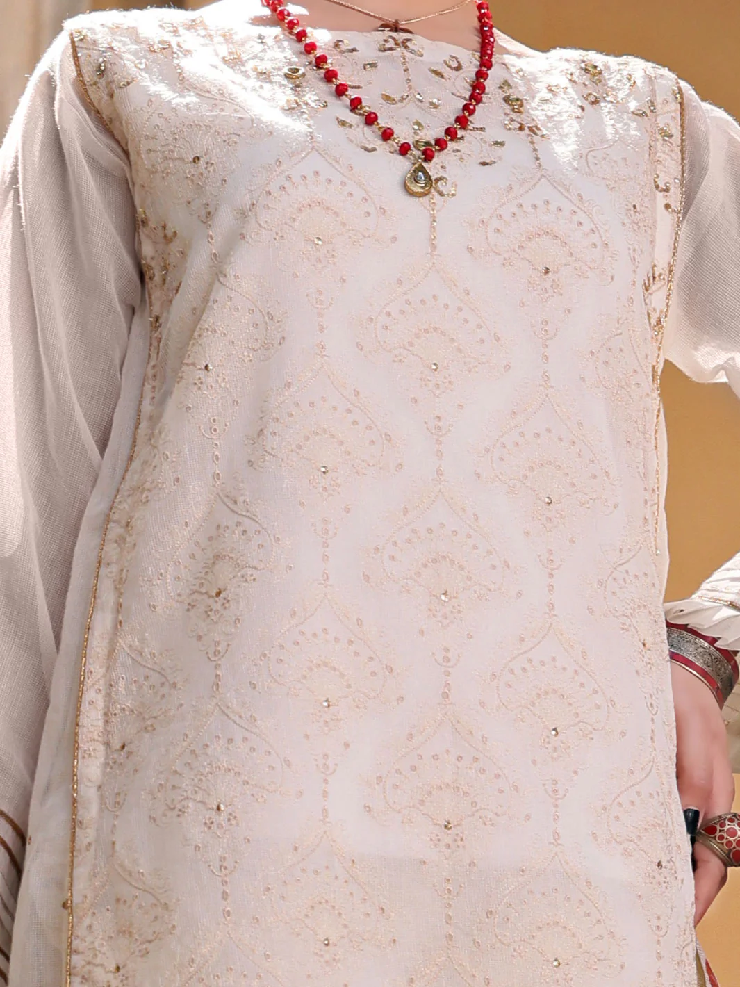 Cream Khaddi 3 Piece Stitched - ALP-3PS-1076/S - Image 2