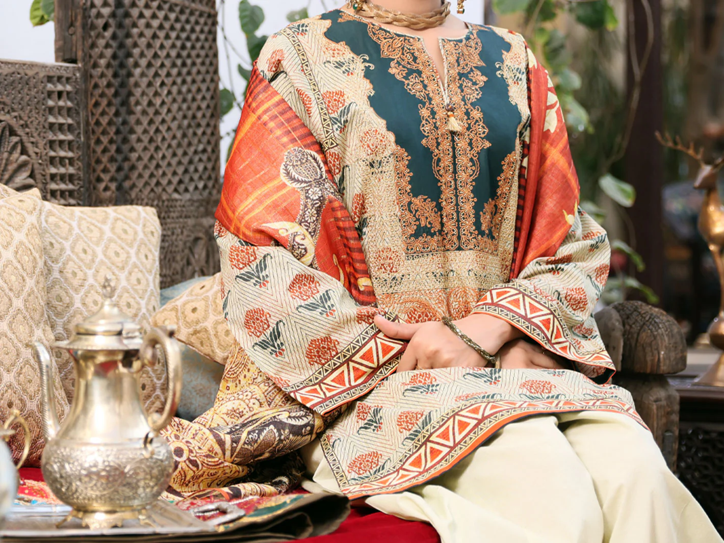 Beige Lawn 3 Piece Stitched - ALP-3PS-1080/S - Image 2