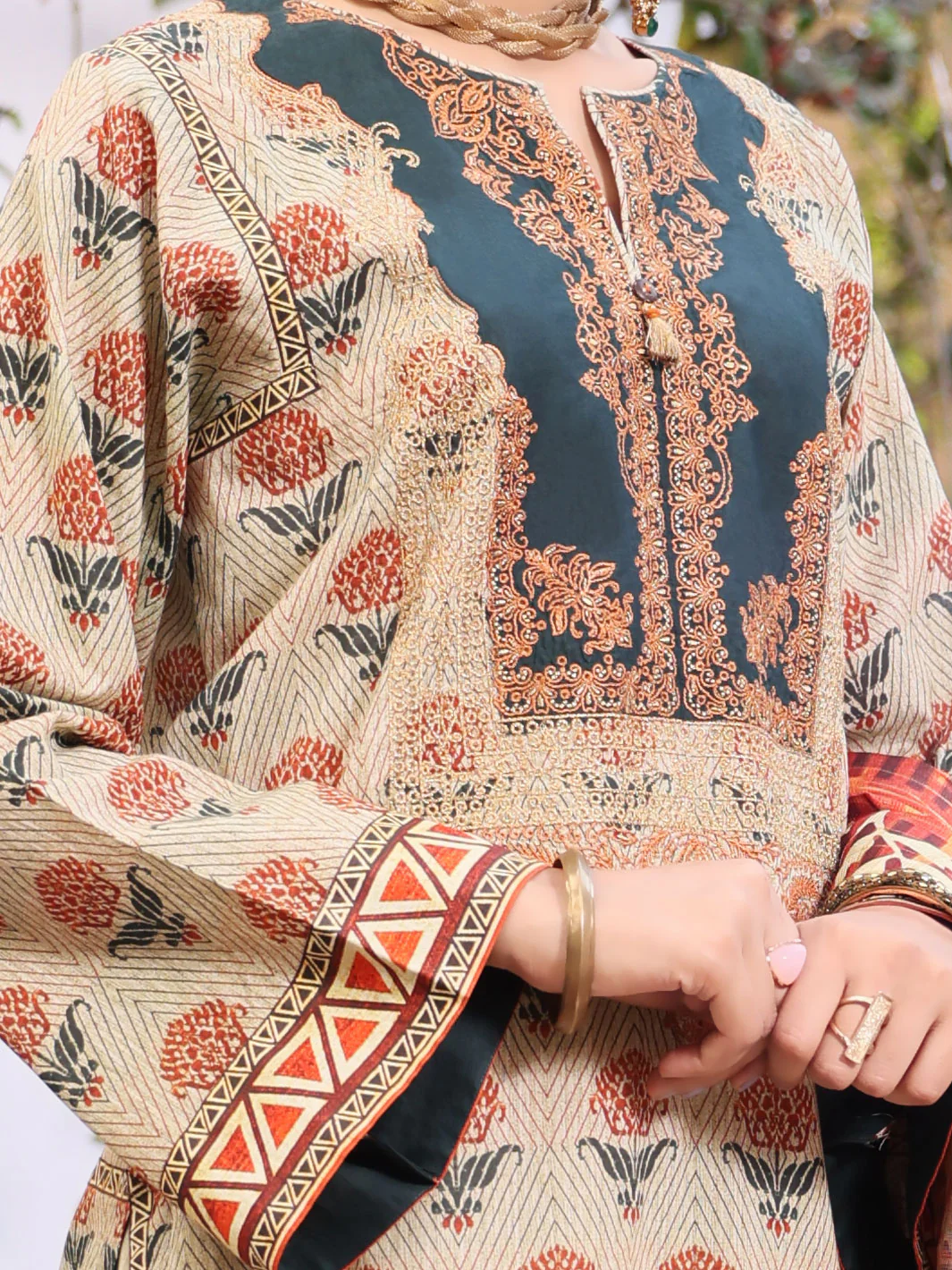 Beige Lawn 3 Piece Stitched - ALP-3PS-1080/S - Image 3