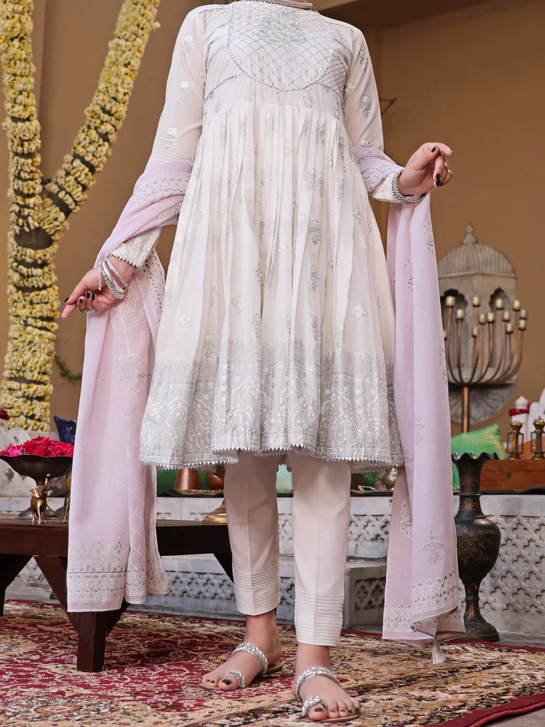 White Viscose 3 Piece Unstitched - ALP-3PS-1089