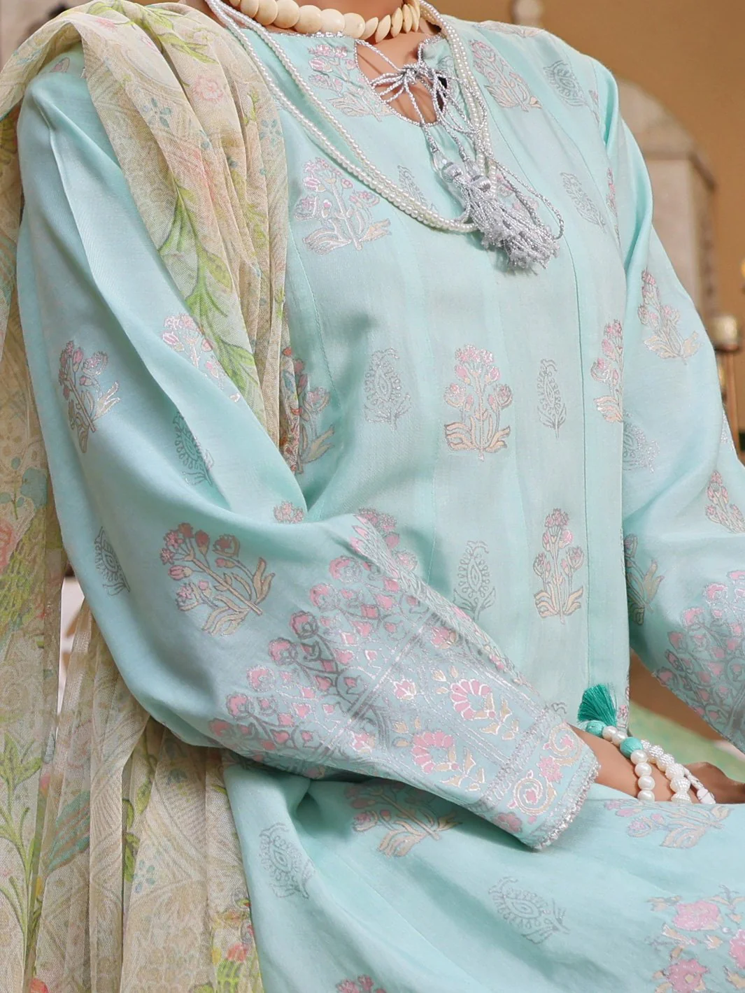 Turquoise Viscose 3 Piece Stitched - ALP-3PS-1092/S - Image 2