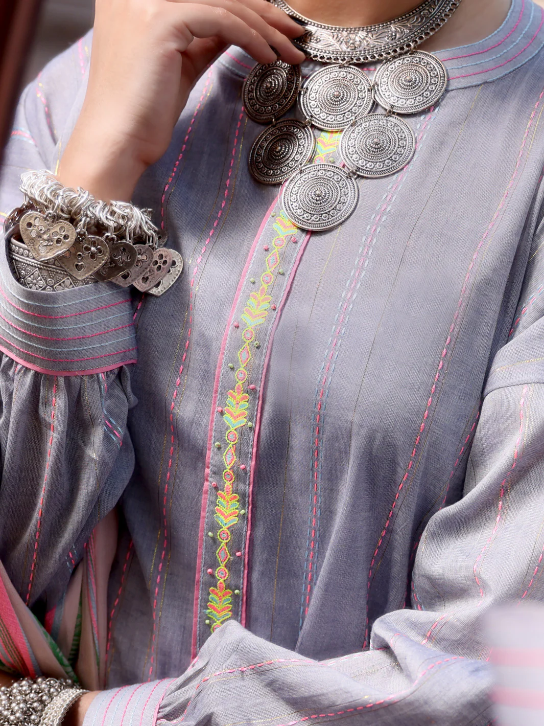 Light Grey Yarn-Dyed Jacquard 3 Piece Stitched - ALP-3PS-1096 - Image 3