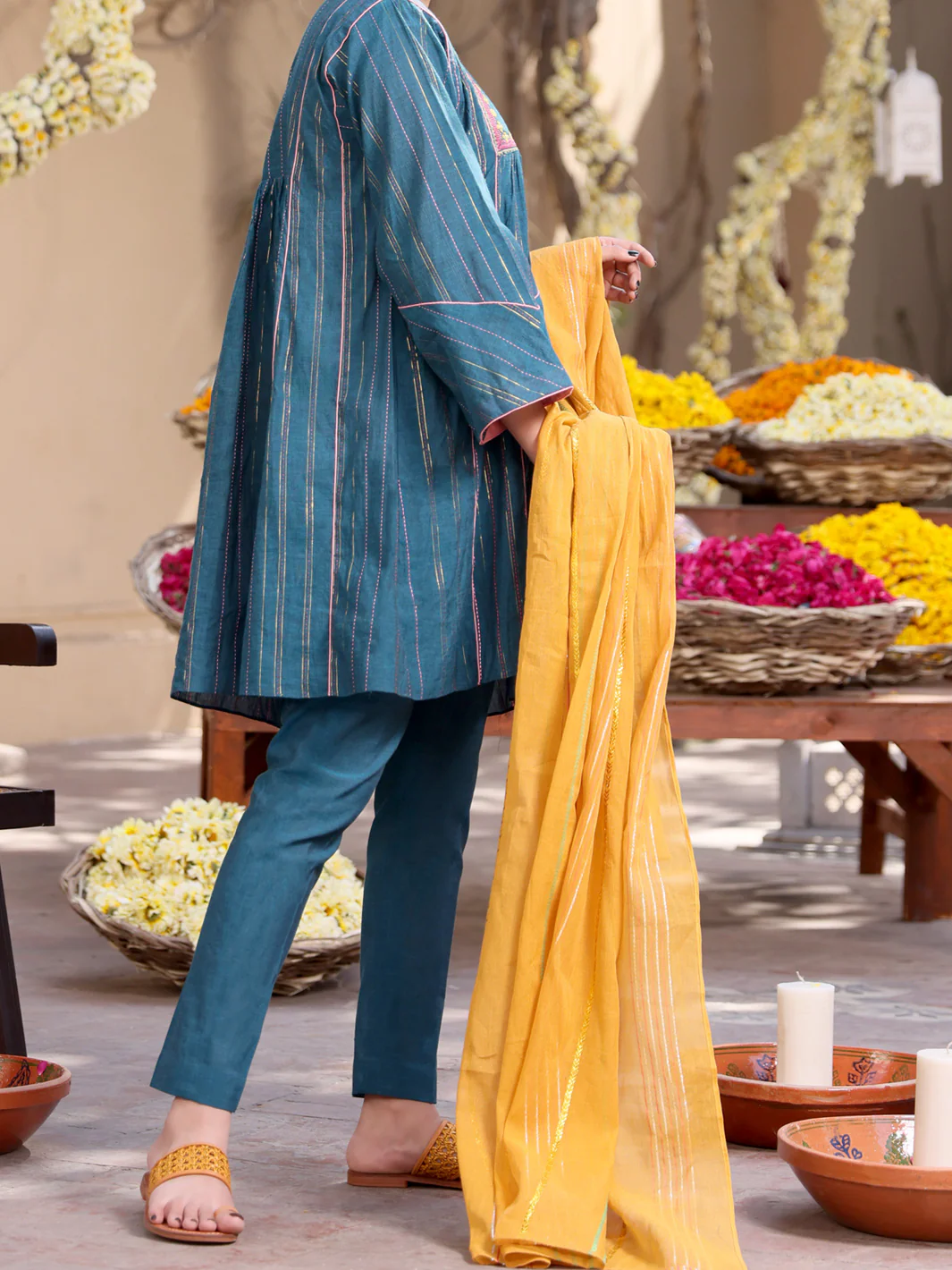 Blue Yarn-Dyed Jacquard 3 Piece Stitched - ALP-3PS-1098 - Image 3