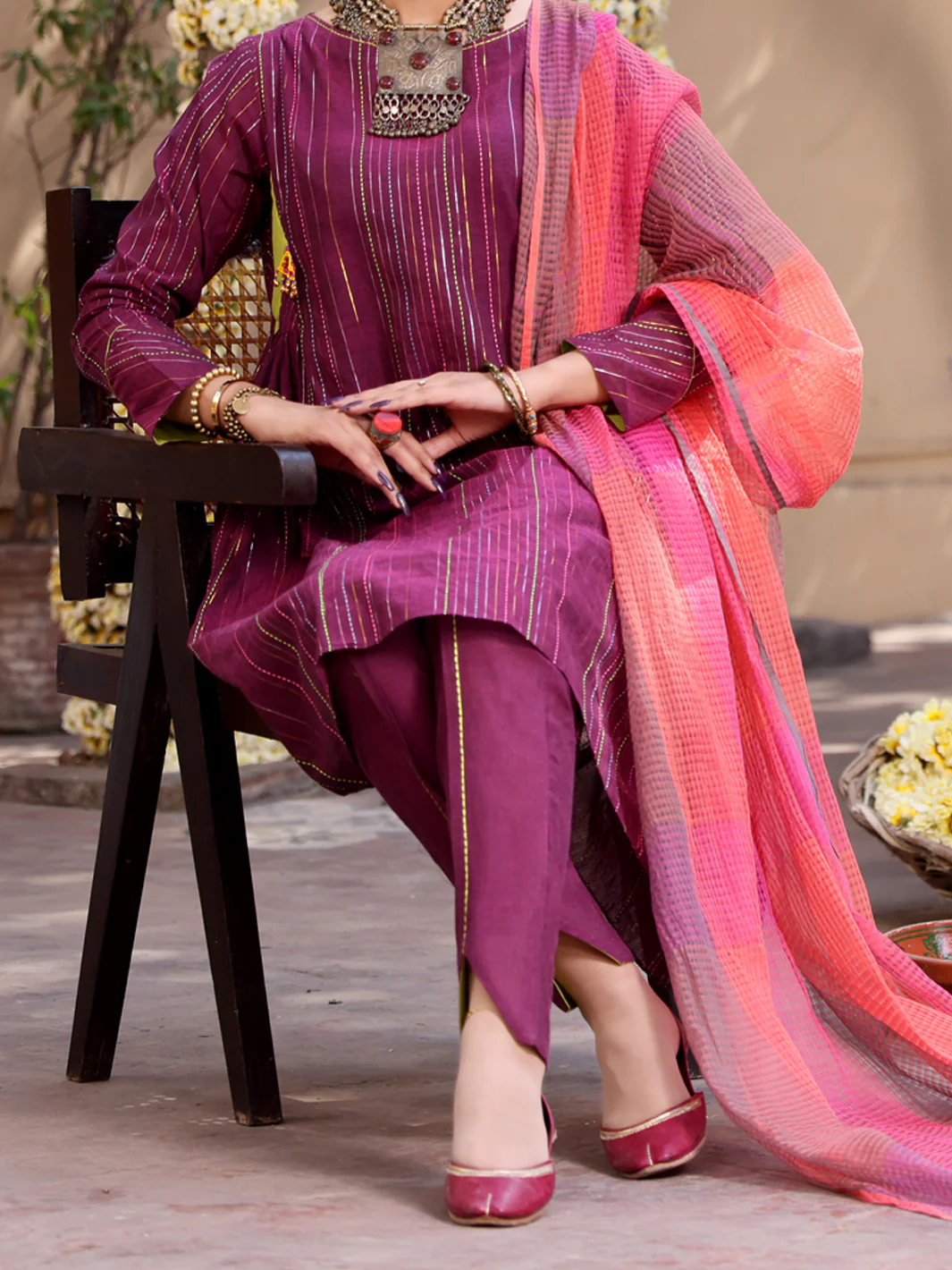 Purple Yarn-Dyed Jacquard 3 Piece Stitched - ALP-3PS-1099 - Image 2