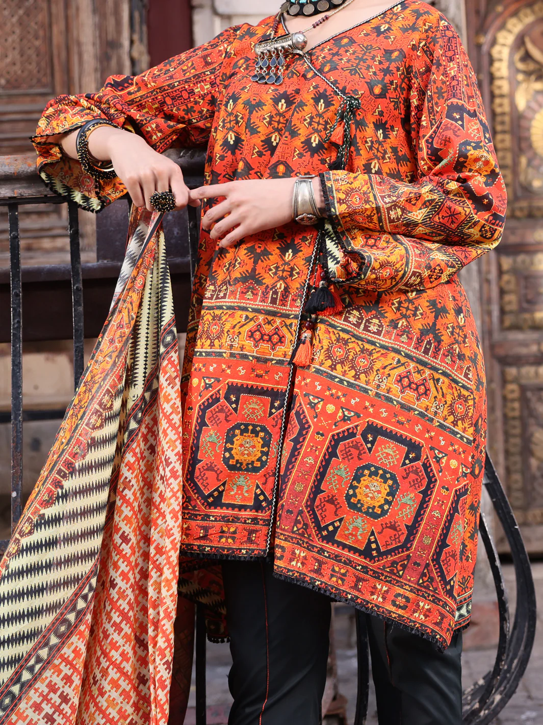 Orange Lawn 3 Piece Stitched - ALP-3PS-1114 - Image 2