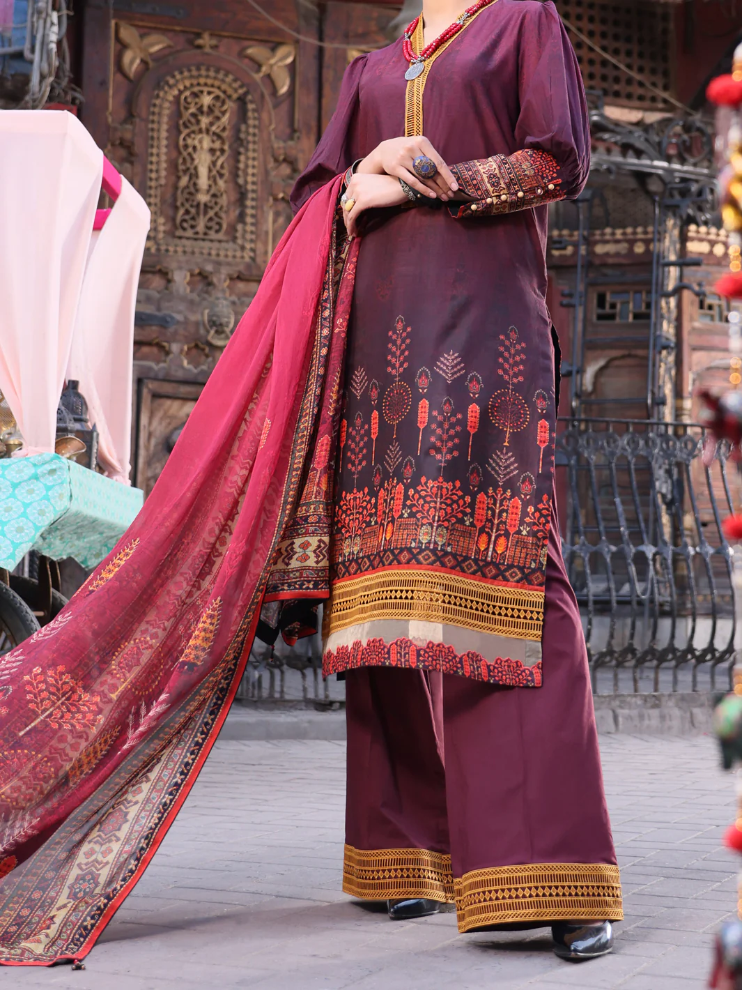 Maroon Lawn 3 Piece Unstitched - ALP-3PS-1124