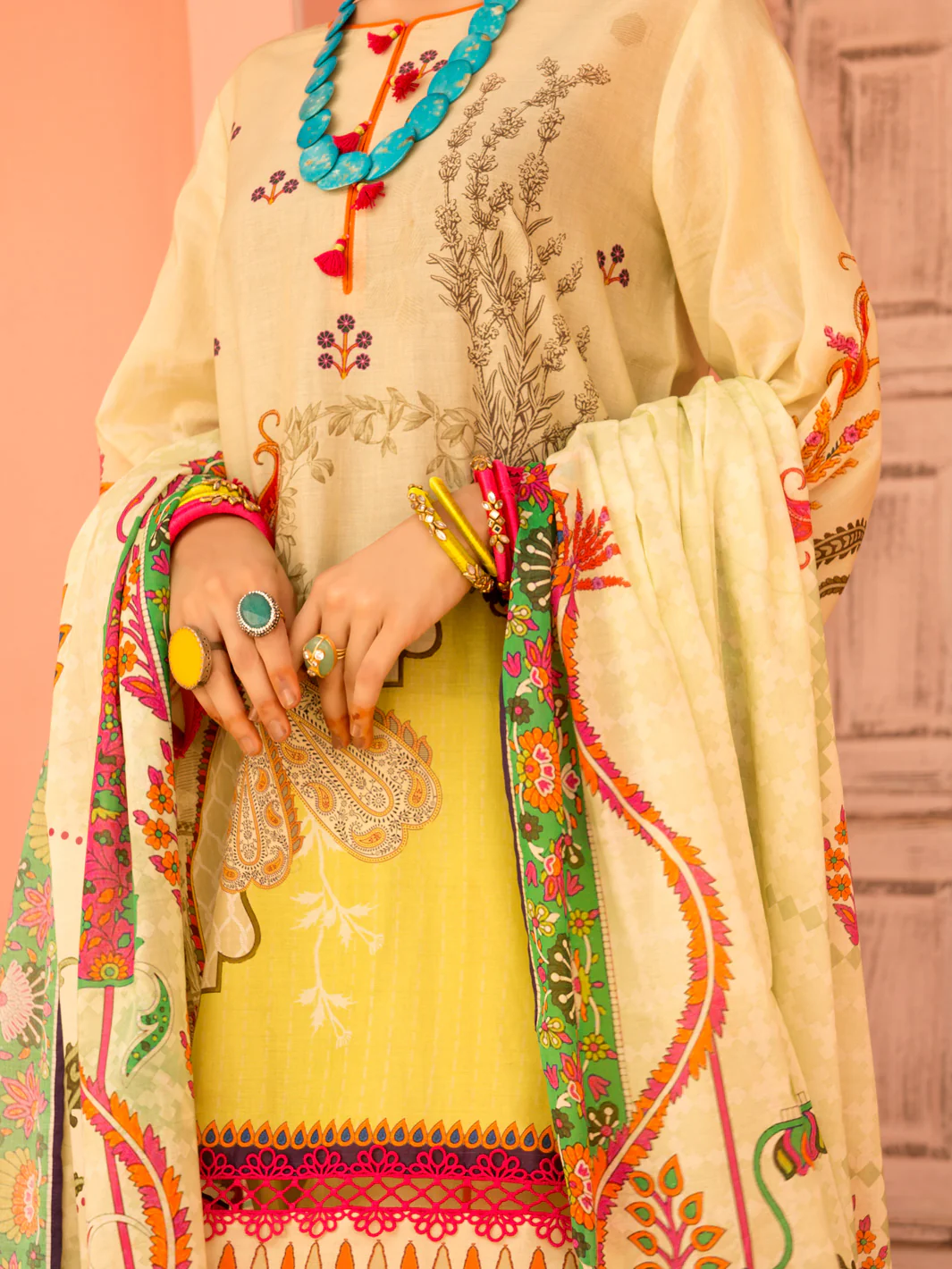 Beige Lawn 3 Piece Stitched - ALP-3PS-1135 - Image 2