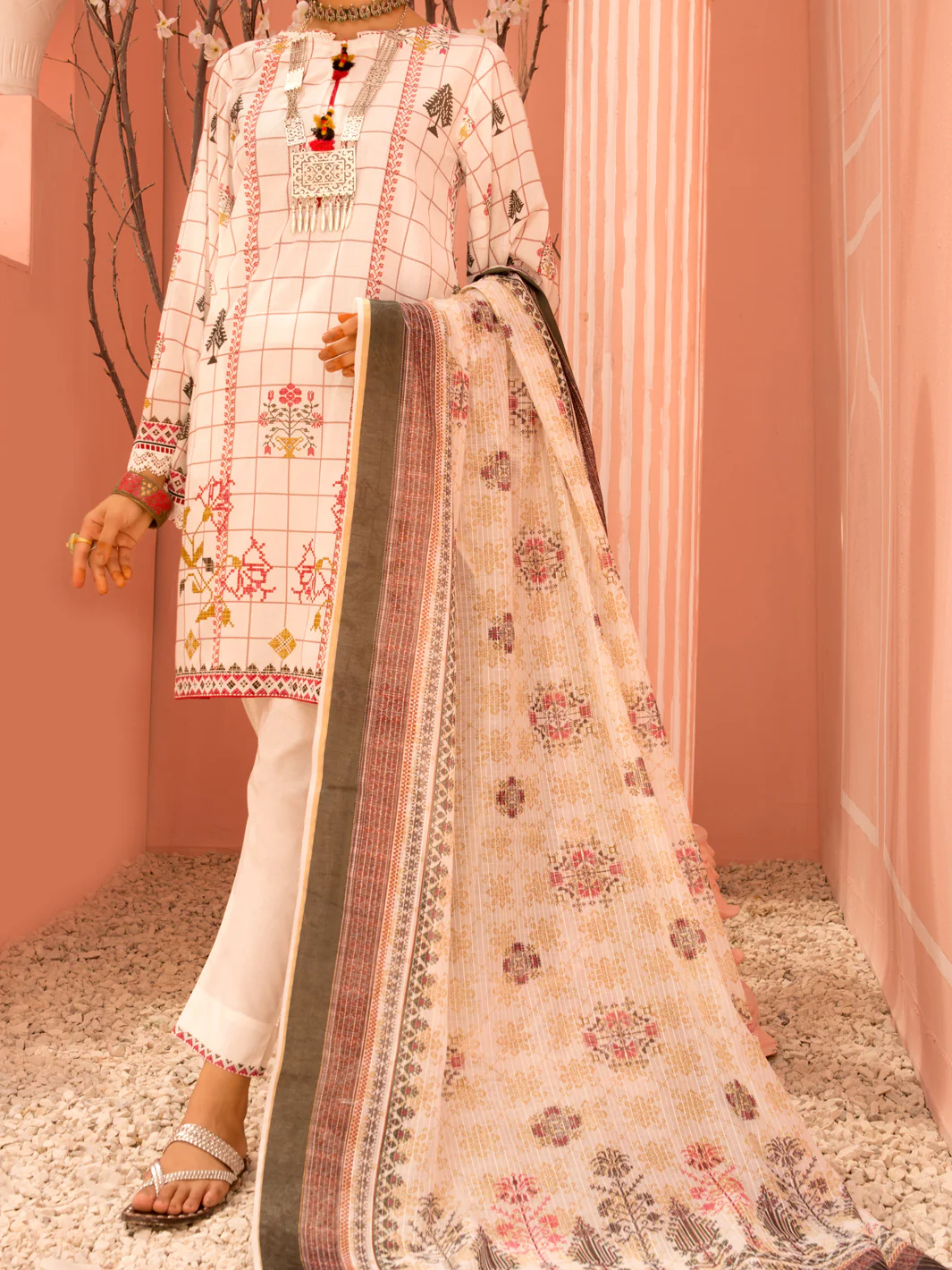White Lawn 3 Piece Unstitched - ALP-3PS-1137