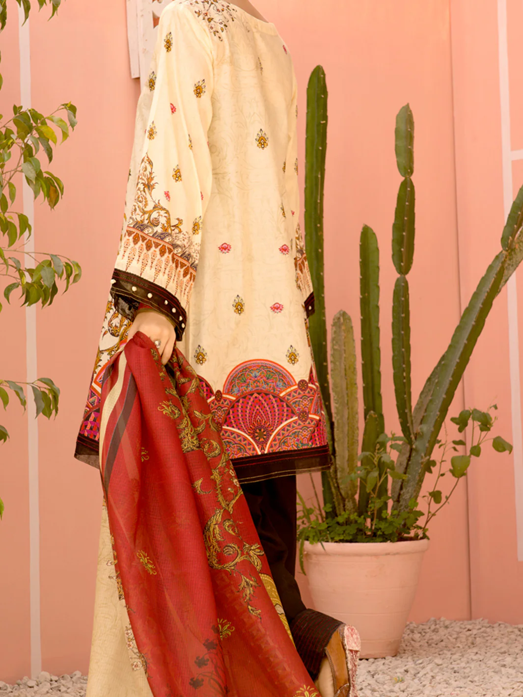 Cream 3 Piece Stitched - ALP-3PS-1138 - Image 2