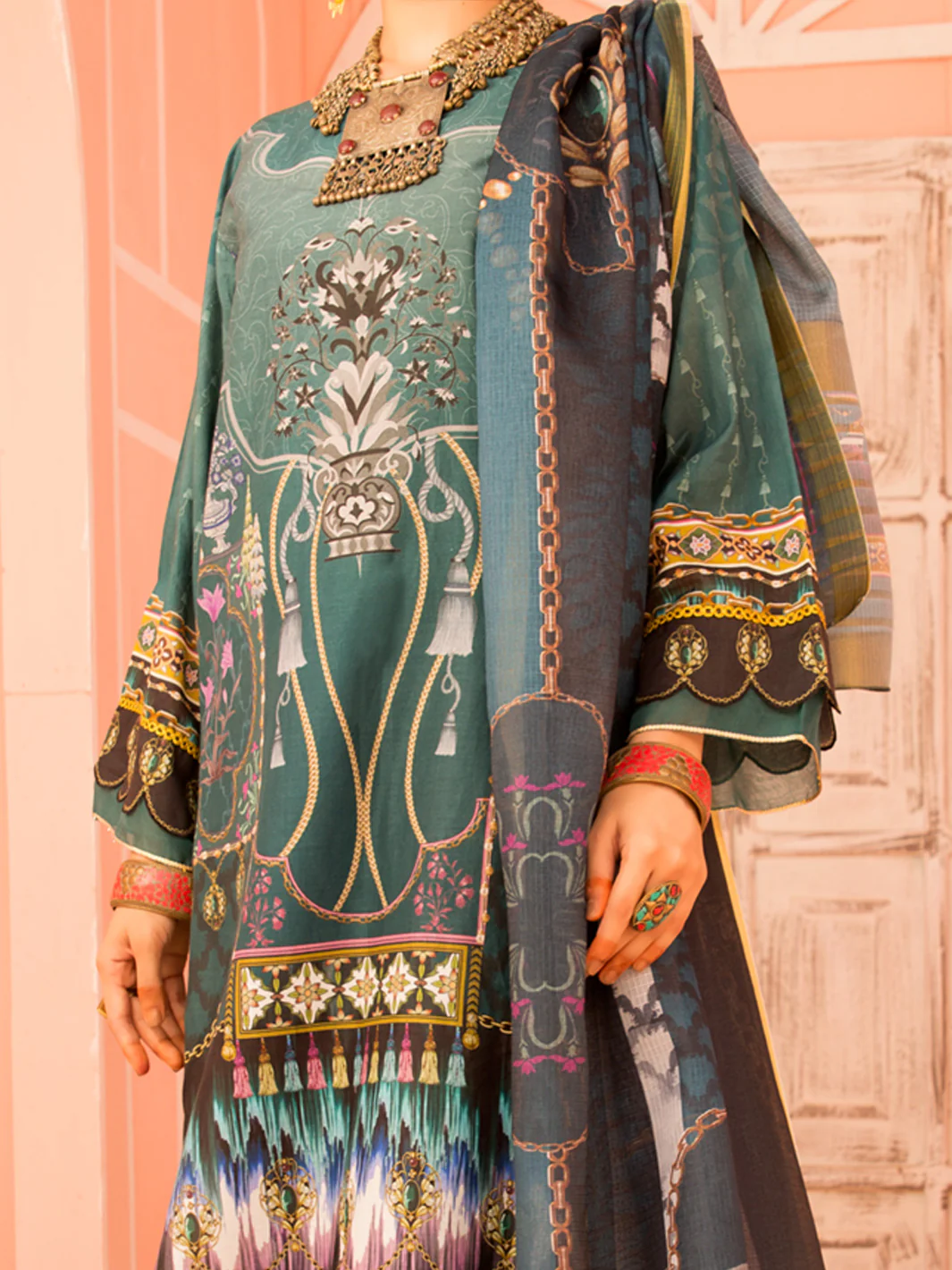 Teal Lawn 3 Piece Stitched - ALP-3PS-1140 - Image 3