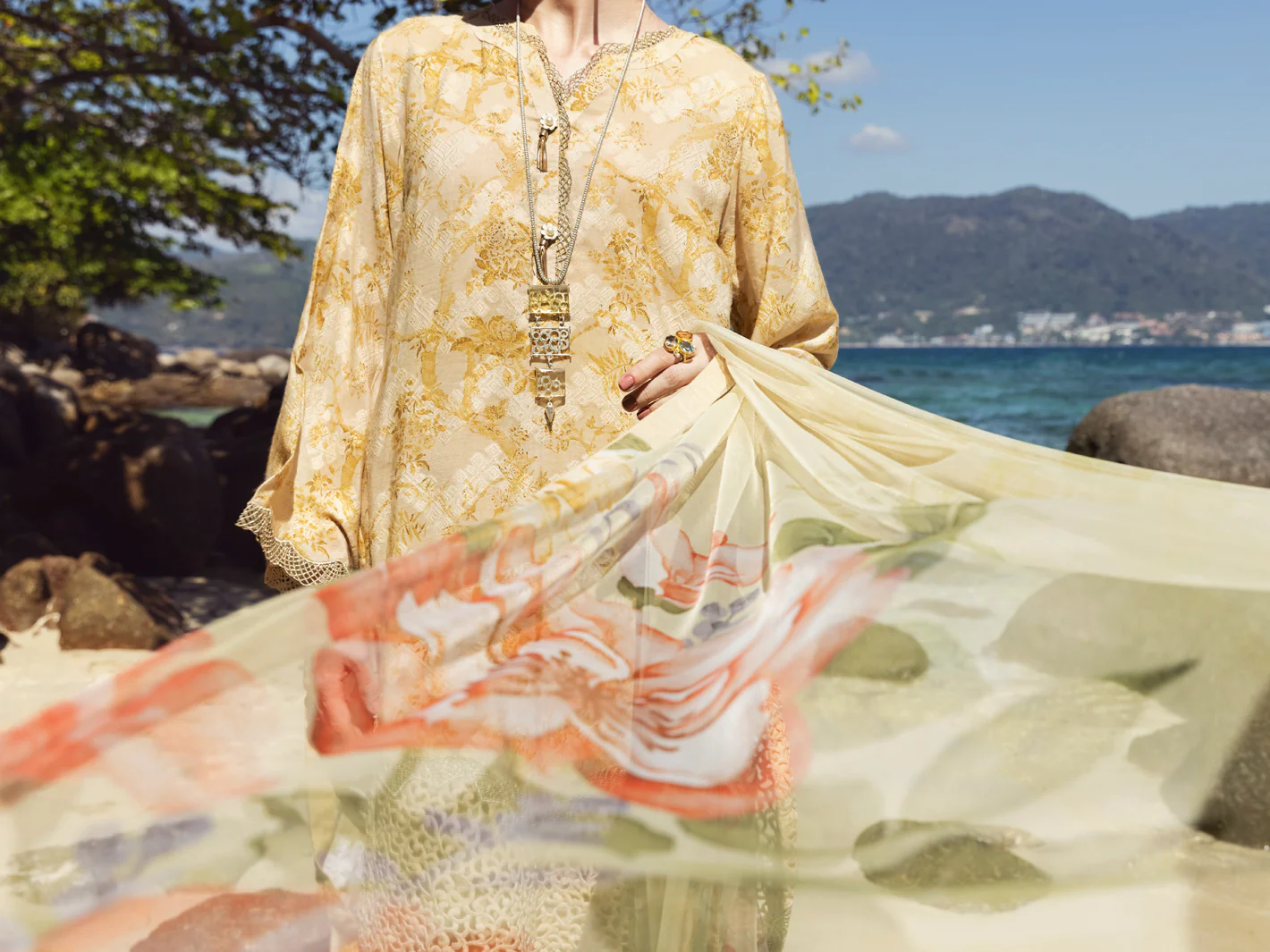 Golden Cotton Jacquard 3 Piece Stitched - ALP-3PS-1155 - Image 6