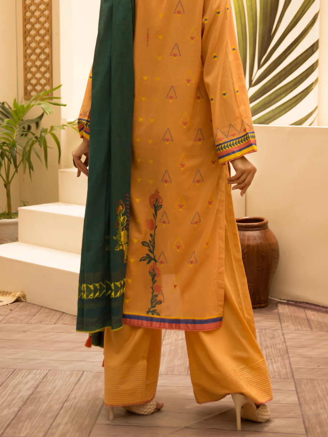 Mustard Jacquard 3 Piece Stitched - ALP-3PS-1159 - Image 2
