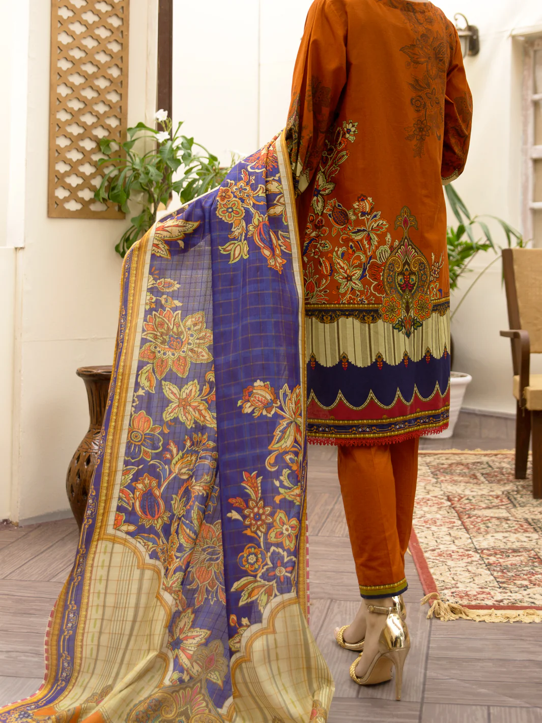 Terracotta Cambric 3 Piece Unstitched - ALP-3PS-1175 - Image 4